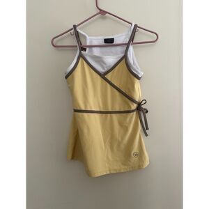 Ariat Women's Layered Wrap Tank Top - Yellow / White / Brown - Small
